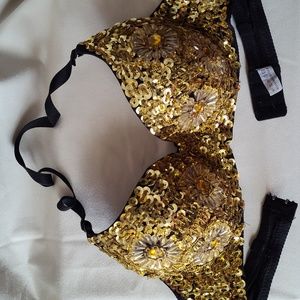 Gold sequin bra